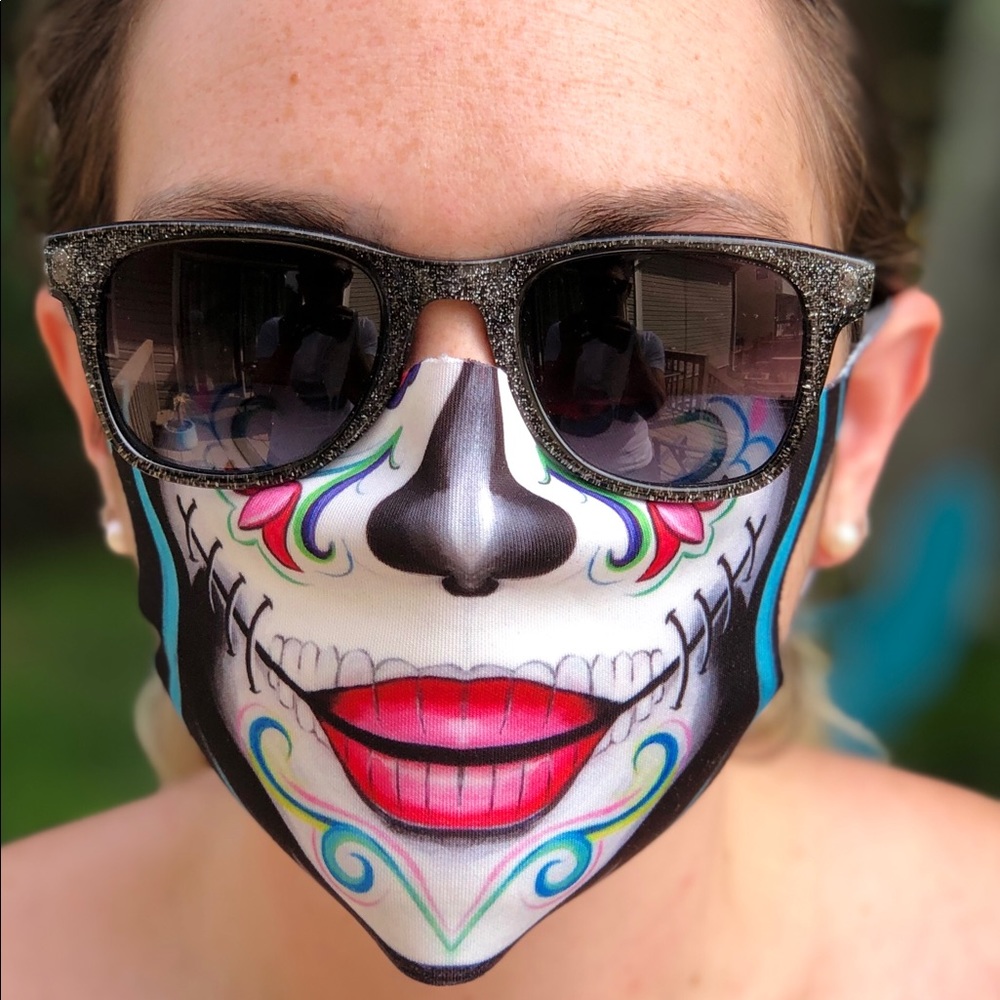 CALAVERA DAY OF THE DEAD MAKEUP FACE COVERING MASK